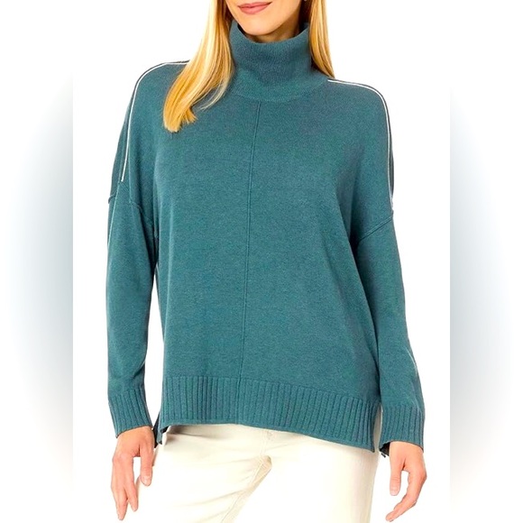 Lilla P Turtleneck Sweater Small Green Boxy Relaxed Fit Casual  Fall Lagenlook - Picture 1 of 11